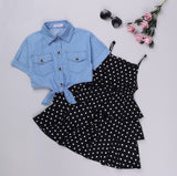 Cute Princess Dress +Denim Blouse