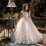 Tulle Flower Dress Beading Appliqued Party Dress