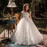 Tulle Flower Dress Beading Appliqued Party Dress