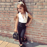 Fashion Solid White T-Shirt + Tie Long Pants