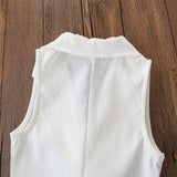 Fashion Solid White T-Shirt + Tie Long Pants