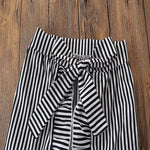 Stylish Off Shoulder Crop Top Shirt Striped Pant Dress Outfit