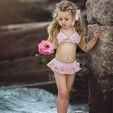 Baby Girl Bandage Bikini Set 3D Floral Pearl Swimsuit