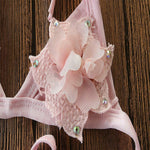 Baby Girl Bandage Bikini Set 3D Floral Pearl Swimsuit