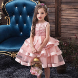 Flower Girl Princess Party Bead Banquet Dress