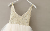 Gold Sequined Lace Sling Princess Dress