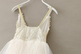 Gold Sequined Lace Sling Princess Dress