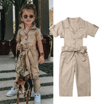 Fashion Short Sleeve Belt Bowknot Turn Down Collar Romper Jumpsuit