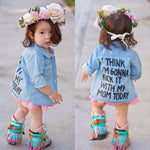 Fashion Toddler Baby Cotton Denim Jacket  Printed Top T-Shirt