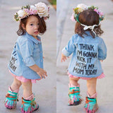 Fashion Toddler Baby Cotton Denim Jacket  Printed Top T-Shirt