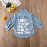 Fashion Toddler Baby Cotton Denim Jacket  Printed Top T-Shirt