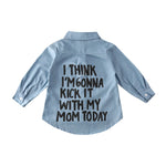 Fashion Toddler Baby Cotton Denim Jacket  Printed Top T-Shirt