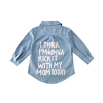 Fashion Toddler Baby Cotton Denim Jacket  Printed Top T-Shirt