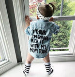 Fashion Toddler Baby Cotton Denim Jacket  Printed Top T-Shirt