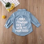 Fashion Toddler Baby Cotton Denim Jacket  Printed Top T-Shirt