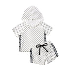 Baby Girl Wave Point Hooded Top + T-shirt