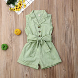 Baby Girl Bow-tie Waist Jumpsuit Outfit