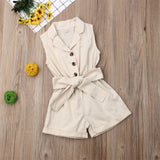 Baby Girl Bow-tie Waist Jumpsuit Outfit