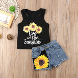 Sunflower Sleeveless Top + Short Pants