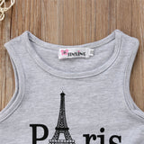 Cute Eiffel Tower Cropped Vest Top +  Flower Pants