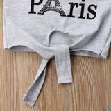 Cute Eiffel Tower Cropped Vest Top +  Flower Pants