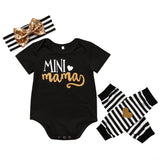 Bodysuit Letter Short Sleeve Striped Heart Leg Warmer Headband