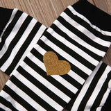 Bodysuit Letter Short Sleeve Striped Heart Leg Warmer Headband