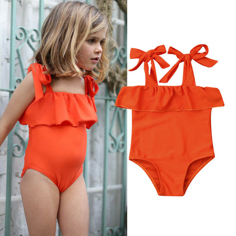 Cute Toddler Baby Girl Swimsuit Casual Lace Up Swimwear