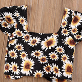 Toddler Baby Girl Daisy Floral Off Shoulder Tops Crop Shorts