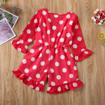 Baby Girl Print V Neck Long Sleeve Jumpsuit Trousers Outfit