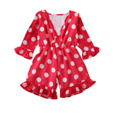 Baby Girl Print V Neck Long Sleeve Jumpsuit Trousers Outfit