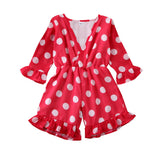 Baby Girl Print V Neck Long Sleeve Jumpsuit Trousers Outfit