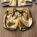 Fashion Metallic Jacket Top +Short Pants