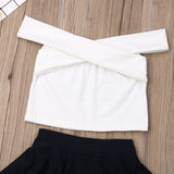 Toddler Off Shoulder Vest + Skirt 2Pcs Outfit