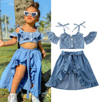 Cute Toddler Baby Girl Strap Polka Dots Top + Dress+ Short