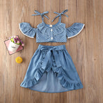 Cute Toddler Baby Girl Strap Polka Dots Top + Dress+ Short