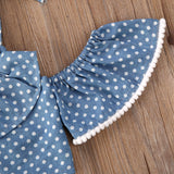 Cute Toddler Baby Girl Strap Polka Dots Top + Dress+ Short