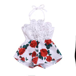 Baby Girl Sleeveless Lace Flower Print Strap Romper Jumpsuit