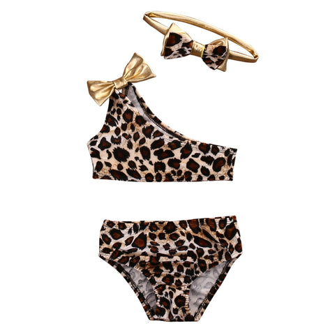 Leopard Bow  Baby Girl Bikini Swimsuit