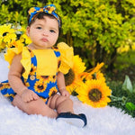 Newborn Baby Girl Summer Outfit + Flower Romper Headband