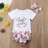 Baby Girl Letter Printed Jumpsuit + Pants + Headband