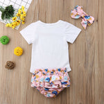 Baby Girl Letter Printed Jumpsuit + Pants + Headband