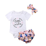 Baby Girl Letter Printed Jumpsuit + Pants + Headband