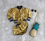 Fashion Metallic Jacket Top +Short Pants