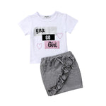 Fashion Baby Girl Cotton Top T-shirt + Short Skirt