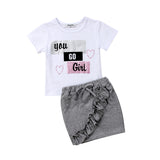 Fashion Baby Girl Cotton Top T-shirt + Short Skirt