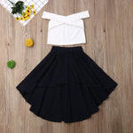 Toddler Off Shoulder Vest + Skirt 2Pcs Outfit