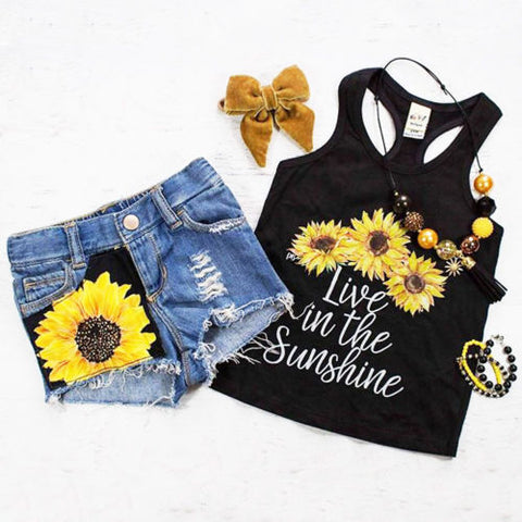 Sunflower Sleeveless Top + Short Pants