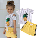 Baby Girl Sequin Pineapple Print Top T-shirt + Bottom Skirt