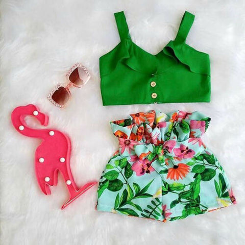 Stylish Toddler Baby Girls Flamingo Floral Outfits